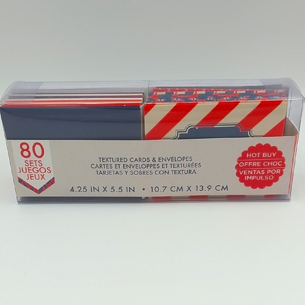 Craft Smith Textured Cards & Envelopes Set Of 80 4.25 In X 5.5 In Red White Blue